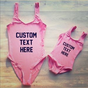 Custom text one piece swimsuit